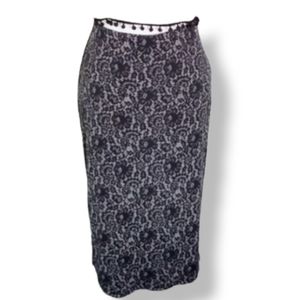 Vince Camuto black floral lace style midi pencil skirt